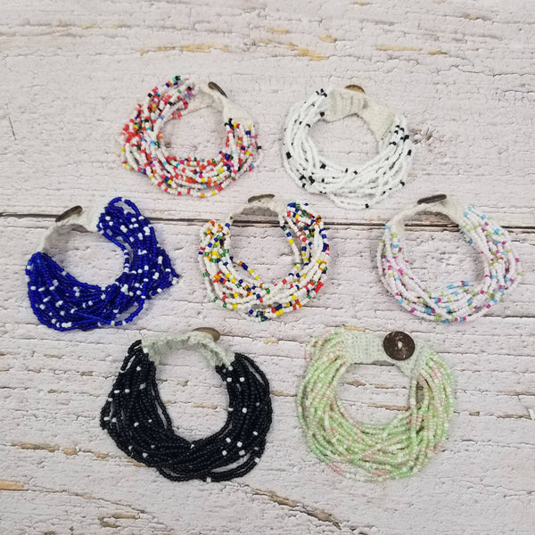 Seed Bead Solid Bracelet: Blue