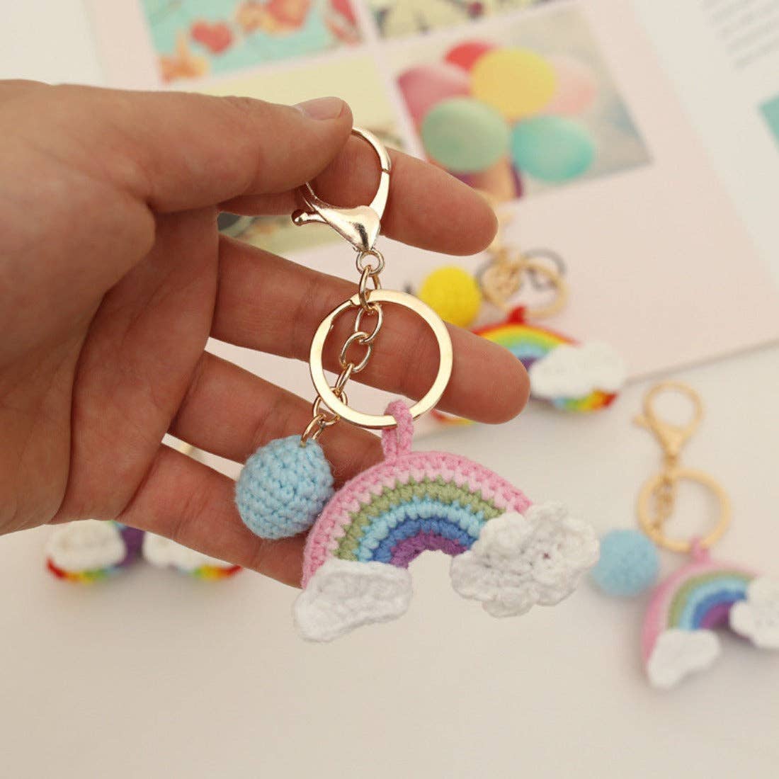 Koco - Handmade Knitted Rainbow Keychain: PURPLE