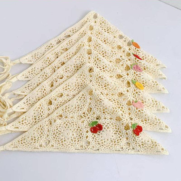 Handmade Crochet Headband with Fruit Accents in White: STRAWBERRY