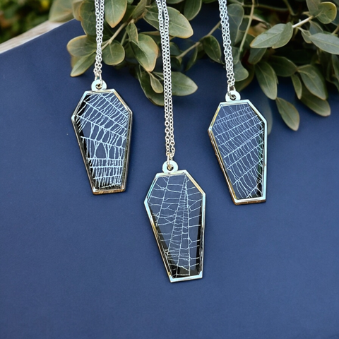 Real Spiderweb Coffins Silver (Necklace)