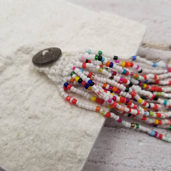 Seed Bead Solid Bracelet: Rainbow red