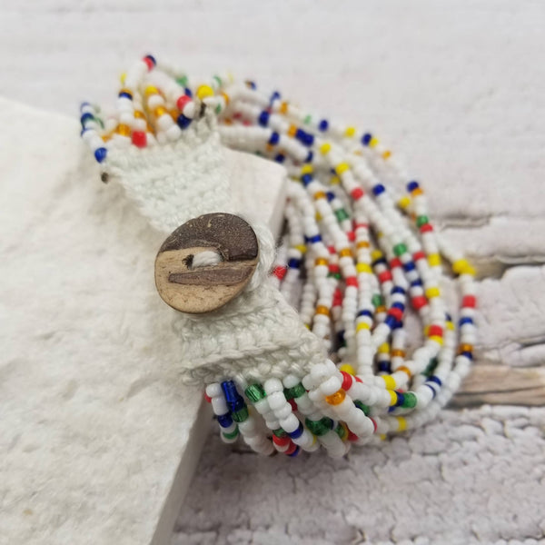 Seed Bead Solid Bracelet: Rainbow red