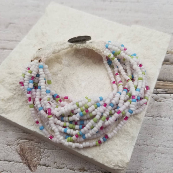 Seed Bead Solid Bracelet: White