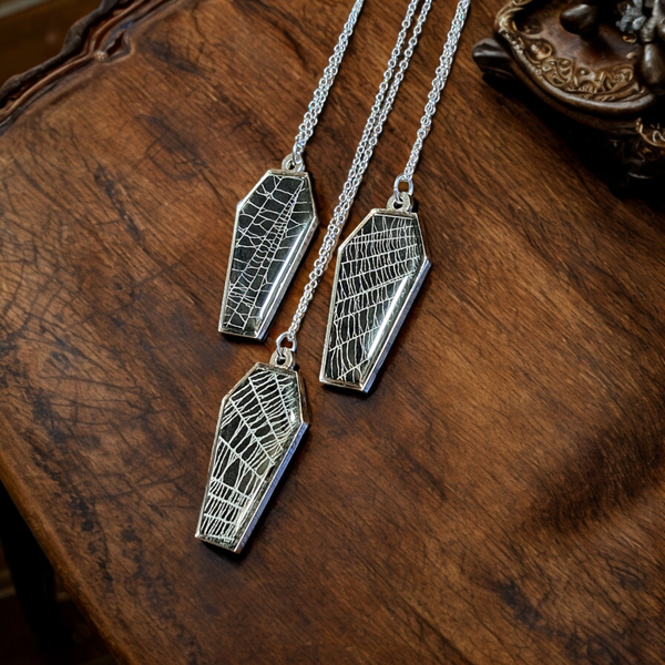 Real Spiderweb Coffins Silver (Necklace)