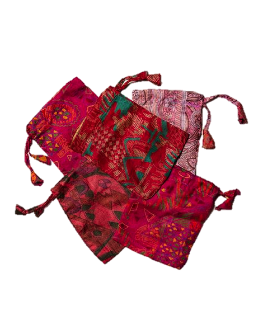 Red Sari Pouch