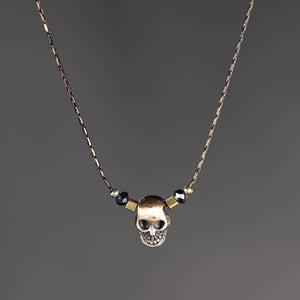 Delicate Beaded Skull Necklace