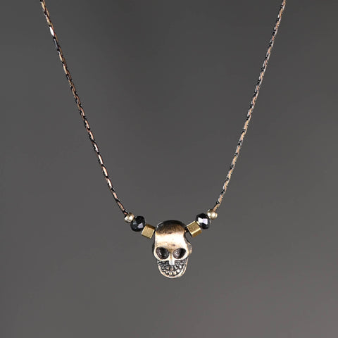 Delicate Beaded Skull Necklace