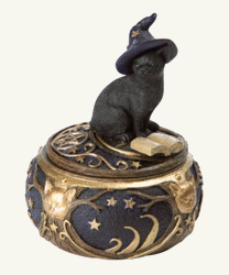 Black Cat with Witch Hat Jewelry Box