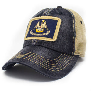 Louisiana Flag Patch Trucker Hat, Black