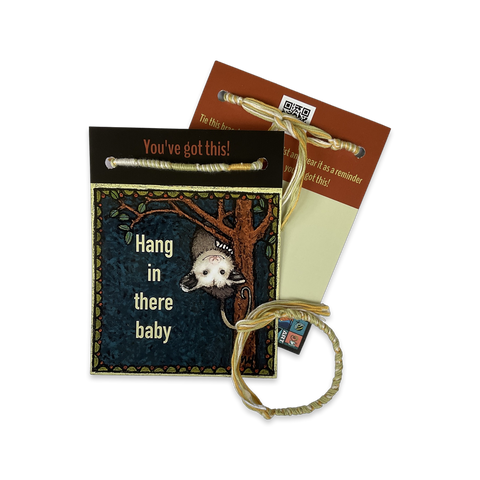 Flat Card With String Bracelet / Possum Hang in There