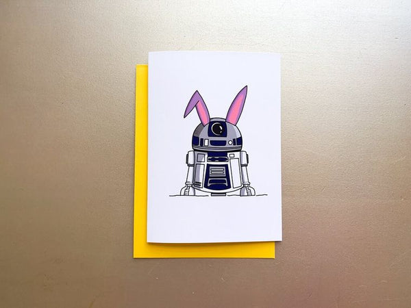 R2D2 Handmade Star Wars Easter Bunny Card by stonedonut design