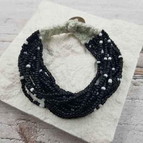 Seed Bead Solid Bracelet: Black