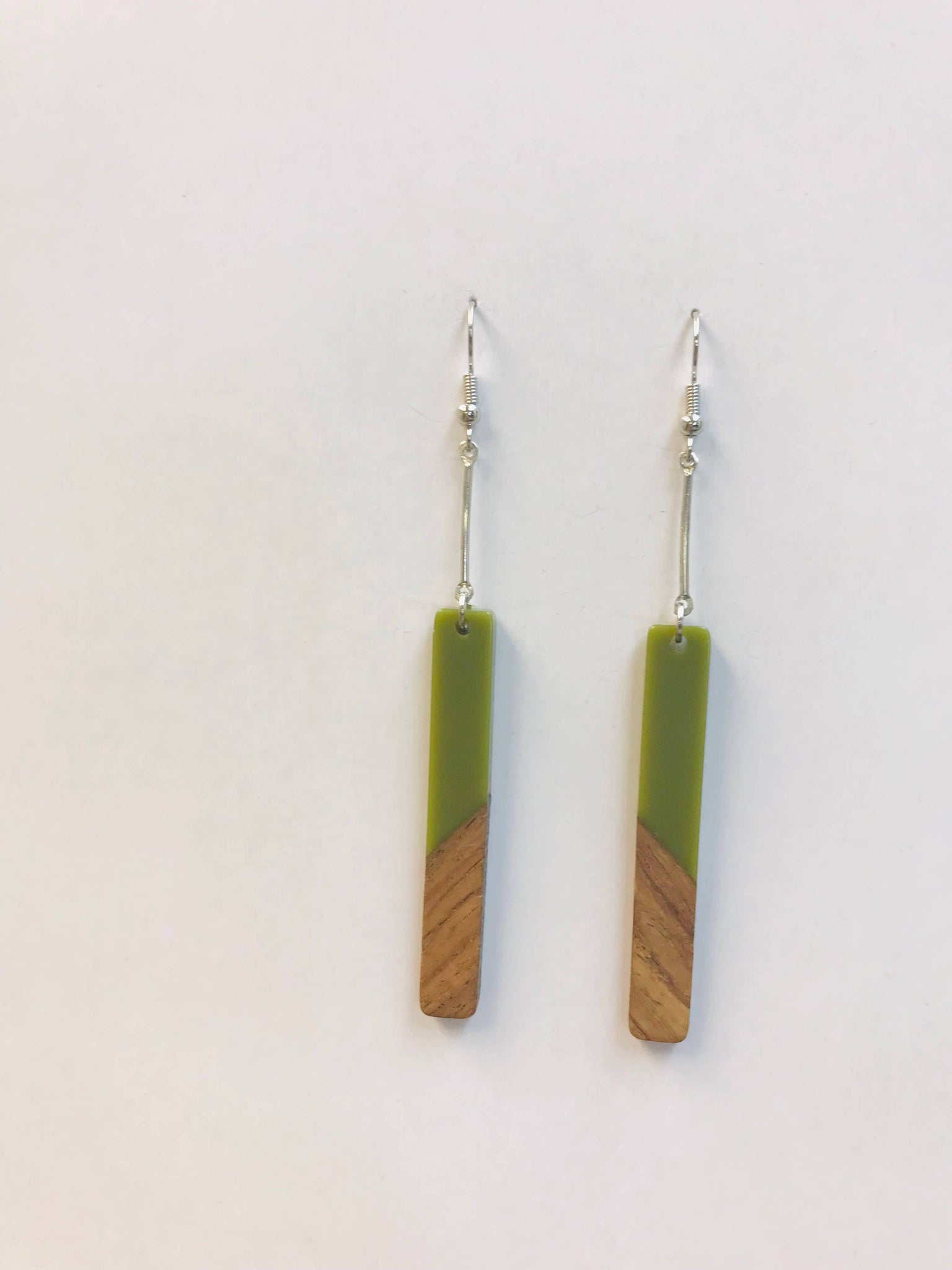 Long BAR Wood Resin Bar Dangle Earrings
