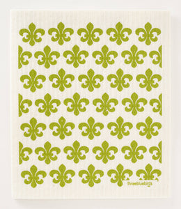 Green Fleur-De-Lis Swedish Dishcloth