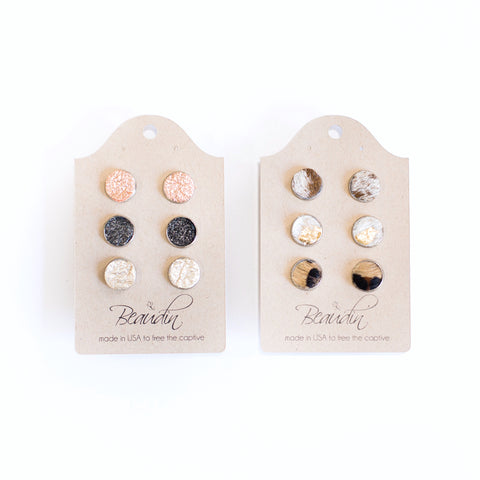 Rolo Earrings | Cowhide & Leather Studs