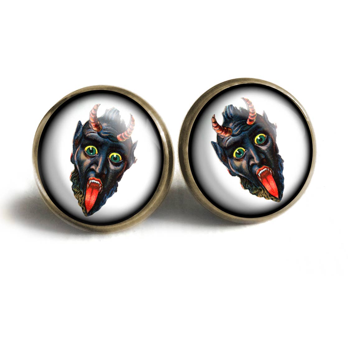 Krampus the Christmas Demon Goth Holiday Stud Earrings