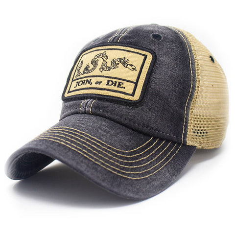 Join or Die Flag Patch Trucker Hat, Black