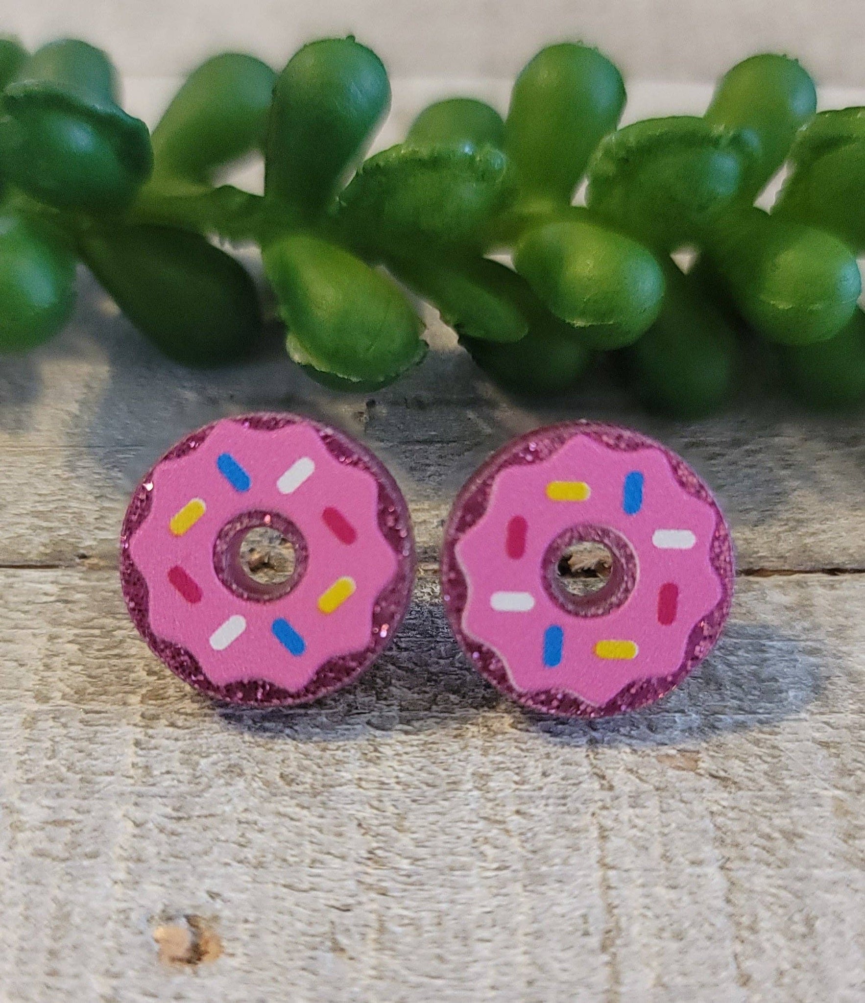 Sprinkle Donuts || 14mm Stud Earrings || Hypoallergenic