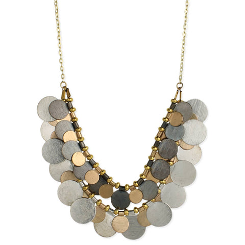 Mixed Metal Disk Bib Necklace