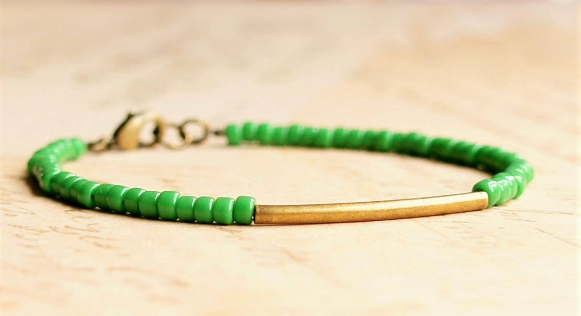 Shamrock Green Bronze Bar Bracelet