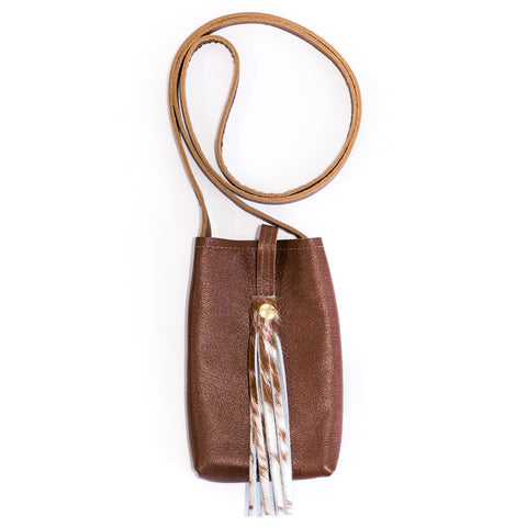 Phone Purse | Brown+White Cowhide