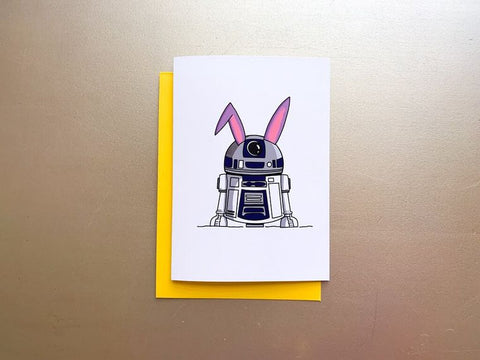 R2D2 Handmade Star Wars Easter Bunny Card by stonedonut design