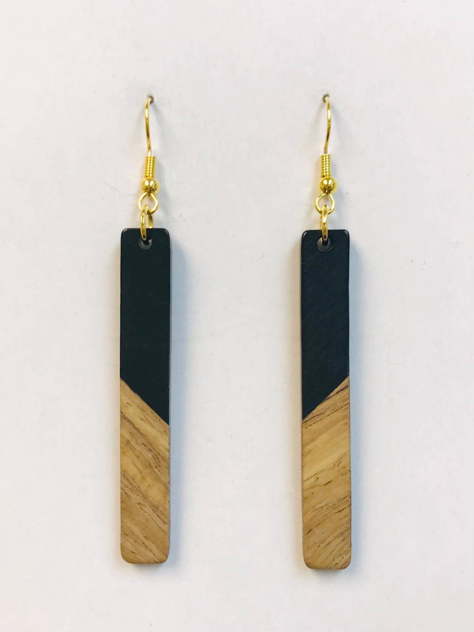 Resin Wood Bar Earrings