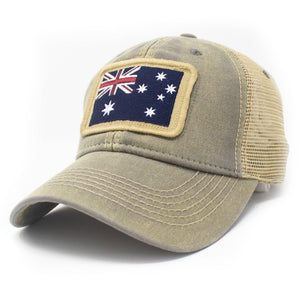 Australia Flag Trucker Hat, Driftwood