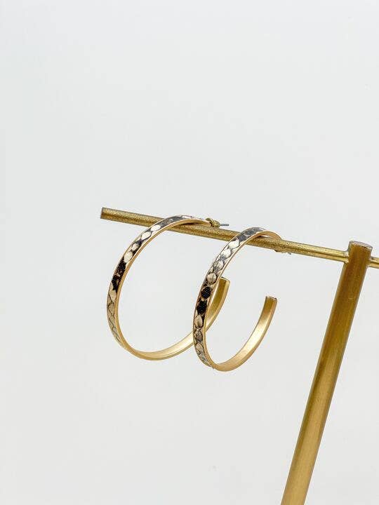 Skinny Snakeskin Hoop Earrings