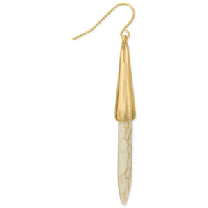 Gold White Stone Spike Linear Earrings