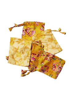 Yellow Sari Pouch