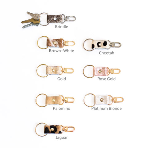 Key Chain | Cowhide & Leather - Palomino (blonde color)