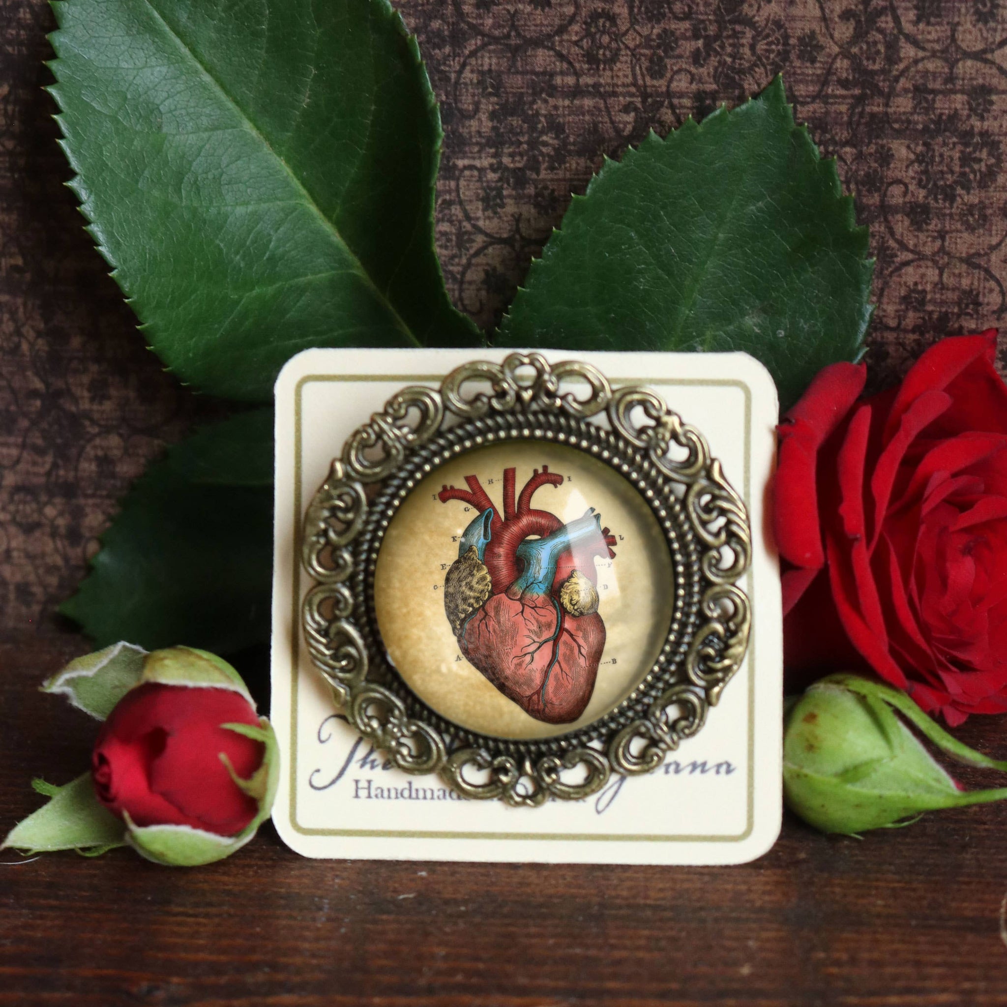 El Corazon Anatomical Heart Goth Valentine's Day Brooch