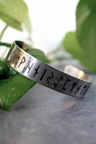 5/8" Adjustable Metal Rune Engraved Bangle