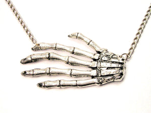 Skeleton Hand Large Single Charm Necklace