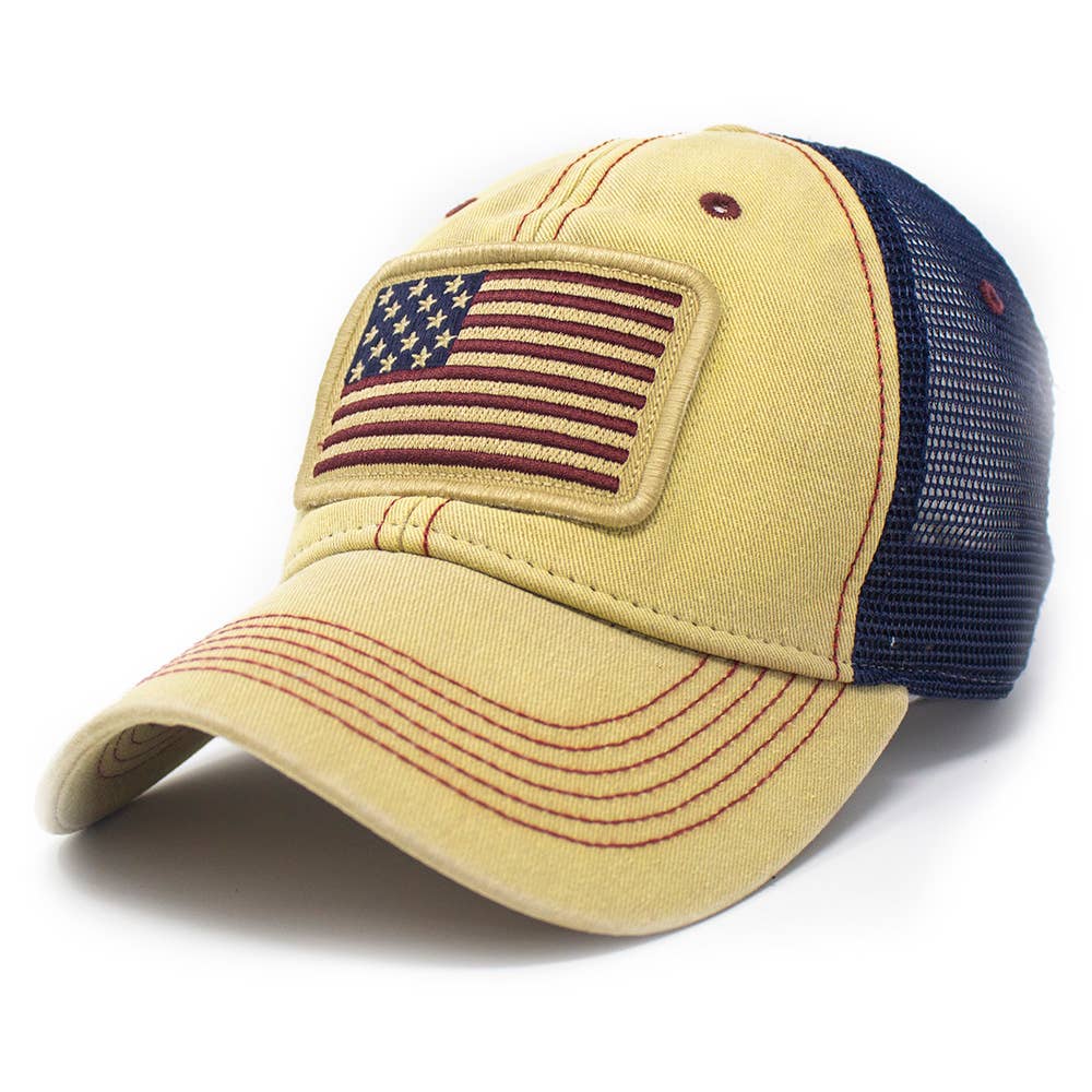 Stars and Stripes Everyday Trucker Hat, Natural Canvas