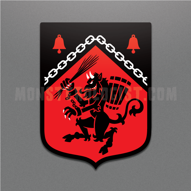 Krampus Rampant Heraldic Shield Sticker