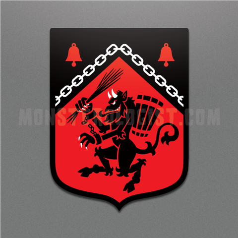 Krampus Rampant Heraldic Shield Sticker