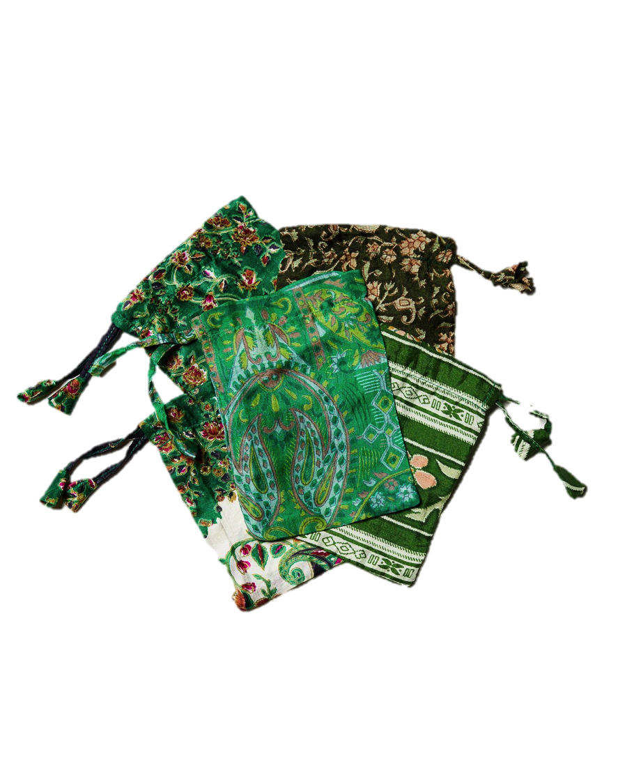 Green Sari Pouch- Pack of 10