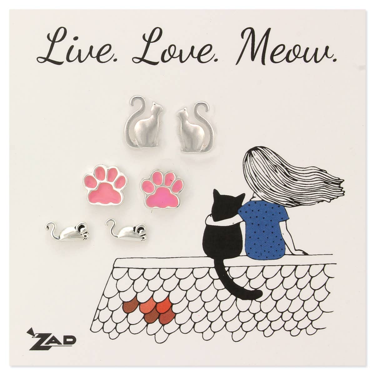 Feline Friend Enamel Post Earrings Set