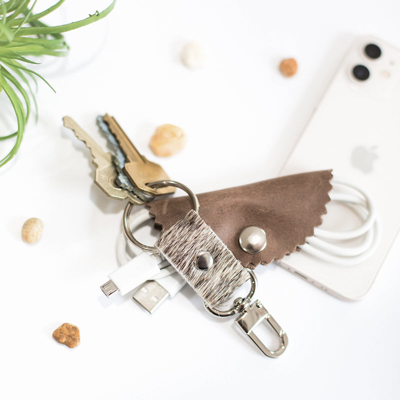 Key Chain | Cowhide & Leather - Brindle