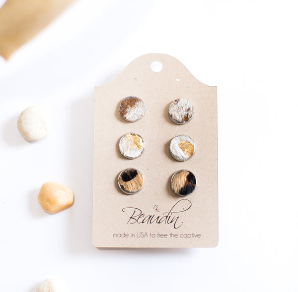 Rolo Earrings | Cowhide & Leather Studs