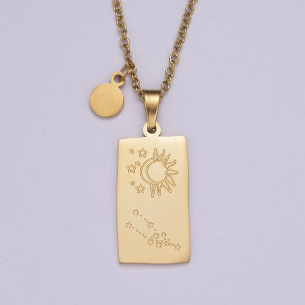 Dainty Gold Zodiac Necklace Pendant Tag Horoscope Astrology Personalized Jewelry