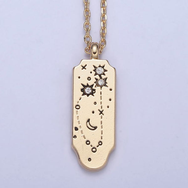 New Gold Zodiac Necklace Pendant Tag Horoscope Star Celestial Personalized Jewelry