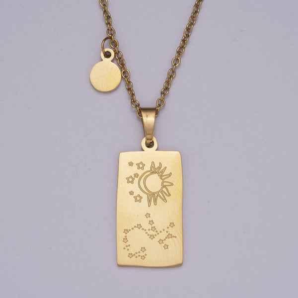 Dainty Gold Zodiac Necklace Pendant Tag Horoscope Astrology Personalized Jewelry