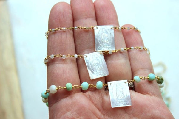 Virgin Mary Bracelet, Virgin Mary Jewelry, Rosary Bracelet, Rosary Chain Jewelry, Scapular Jewelry, Baptism Gift, Confirmation Gift