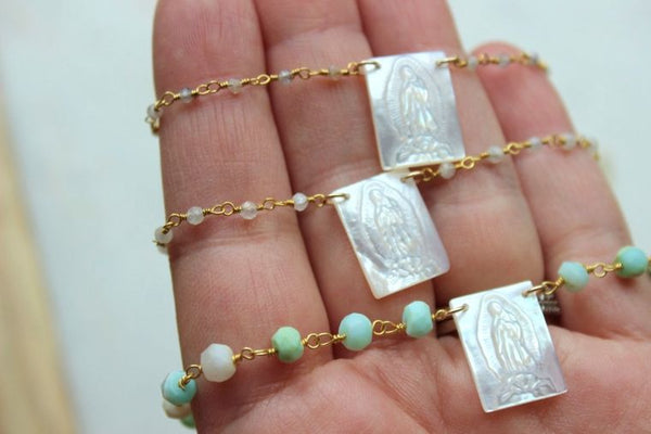 Virgin Mary Bracelet, Virgin Mary Jewelry, Rosary Bracelet, Rosary Chain Jewelry, Scapular Jewelry, Baptism Gift, Confirmation Gift