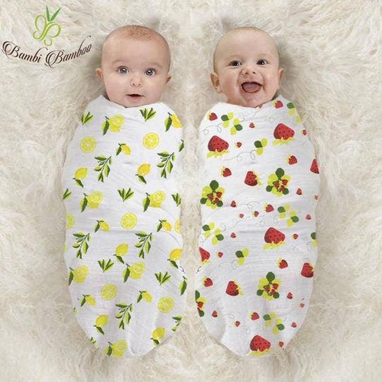 Bamboo Muslin Lemon Strawberry Swaddle Blanket