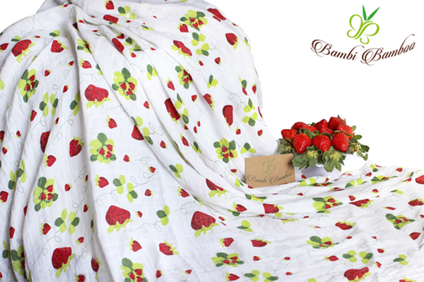 Bamboo Muslin Lemon Strawberry Swaddle Blanket