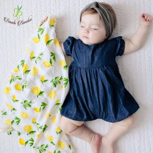 Bamboo Muslin Lemon Strawberry Swaddle Blanket